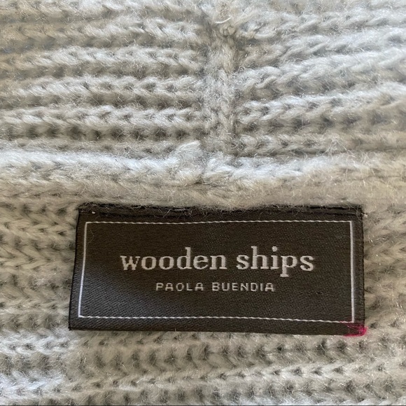 Anthropologie Wooden Ships Silver Grey Open Front Cardigan Sweater with Pockets - Picture 2 of 14